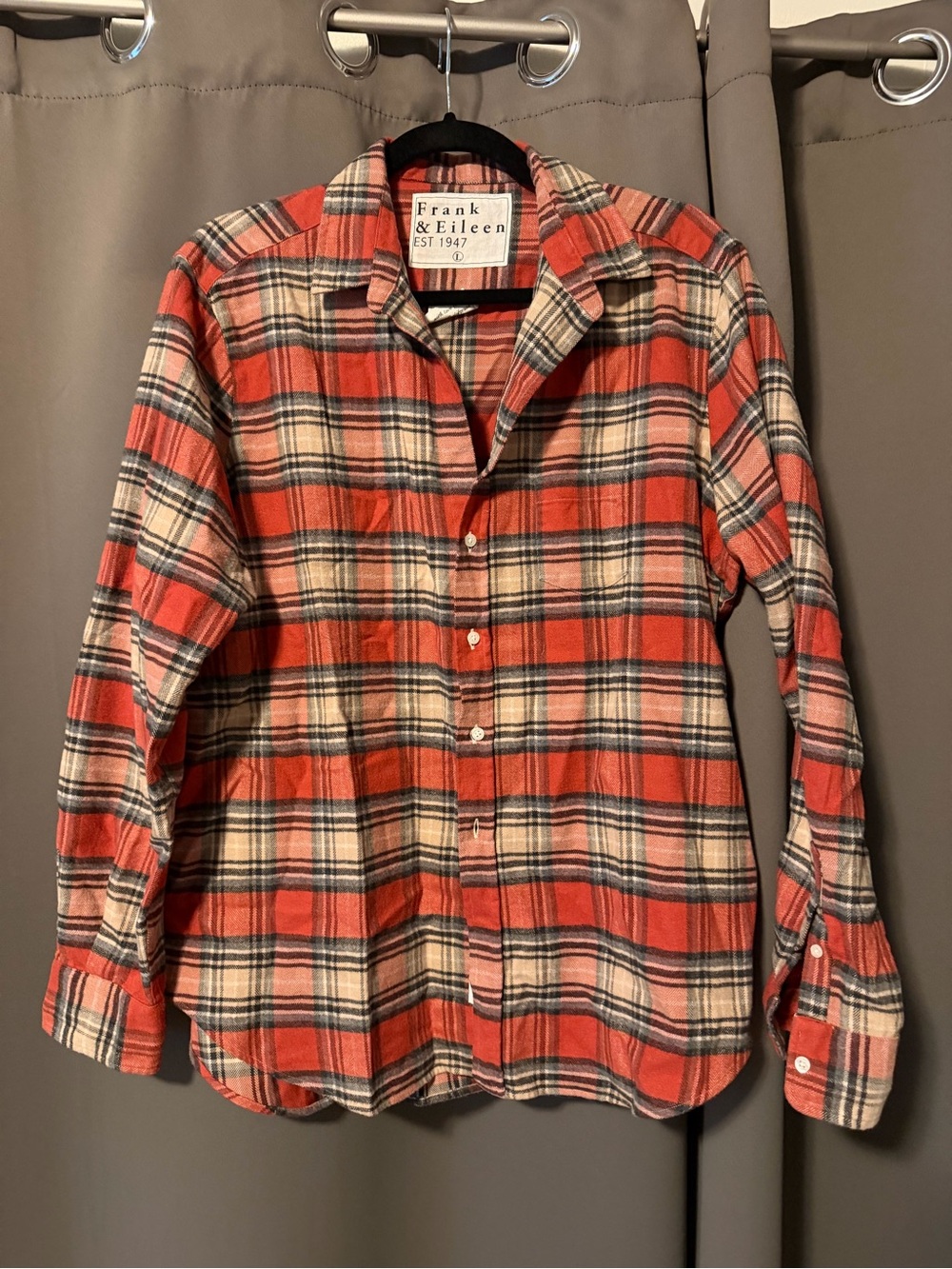 Frank & Eileen Orange and Cream Plaid Button-Down Shirt